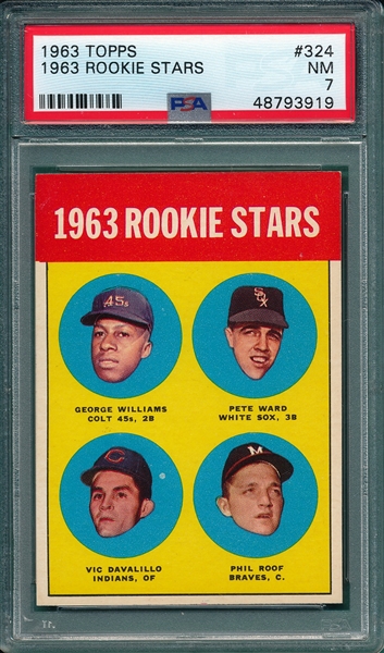 1963 Topps #324 Rookie Stars W/ Roof, PSA 7 