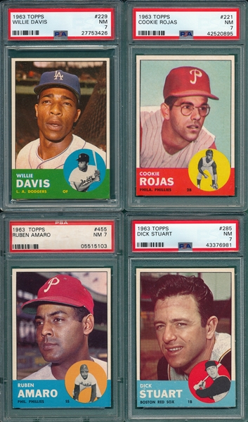 1963 Topps Lot of (4) PSA 7 W/ #221 Cookie Rojas