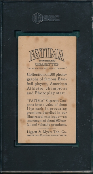1914 T222 Amos Strunk Fatima Cigarettes SGC 3