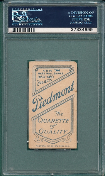 1909-1911 T206 McQuillan, Bat, Piedmont Cigarettes PSA 3 *Factory 42*