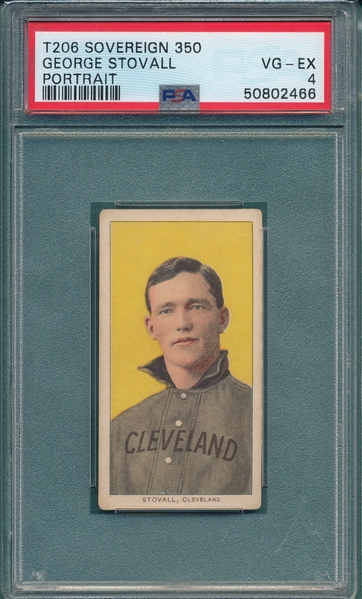 1909-1911 T206 Stovall, Portrait, Sovereign Cigarettes PSA 4