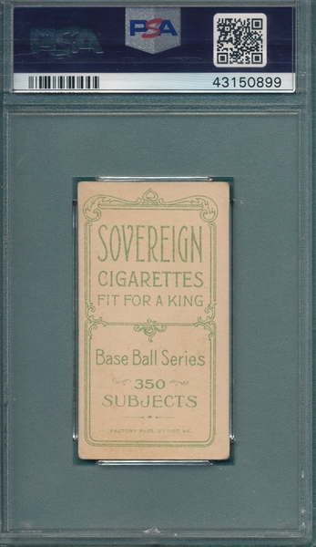 1909-1911 T206 Seymour, Throwing, Sovereign Cigarettes PSA 2.5