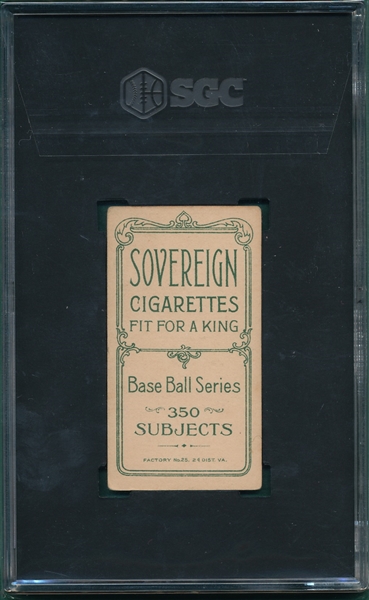 1909-1911 T206 Wiltse, Portrait, No Cap, Sovereign Cigarettes SGC 4