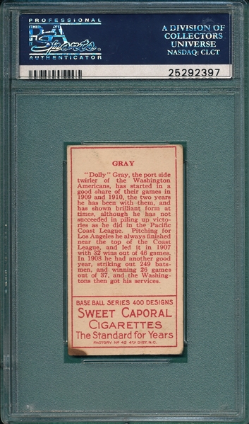 1911 T205 Gray Sweet Caporal Cigarettes PSA 2 *No Stats*