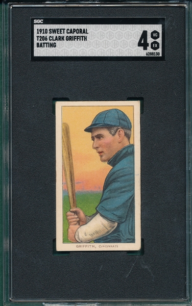 1909-1911 T206 Griffith, Batting, Sweet Caporal Cigarettes, SGC 4 