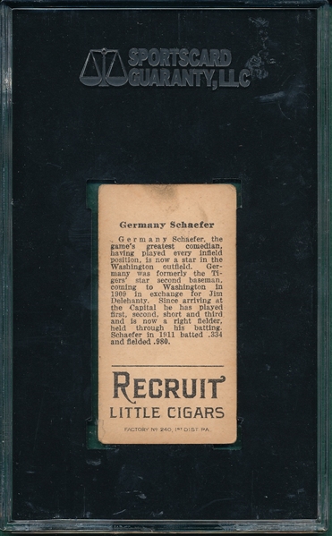 1912 T207 Schaefer Recruit Little Cigars SGC 50