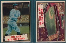 1961 Topps #401 Ruth 60th & #406 Mantle HR, Lot of (2)
