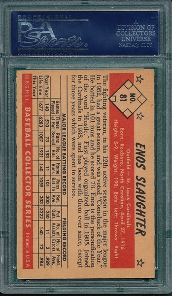 1953 Bowman Color #81 Enos Slaughter PSA 4.5