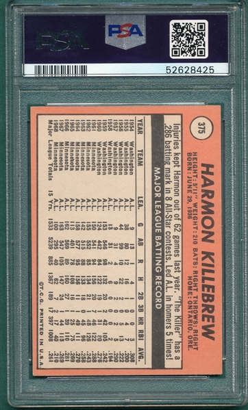 1969 Topps #375 Harmon Killebrew PSA 5