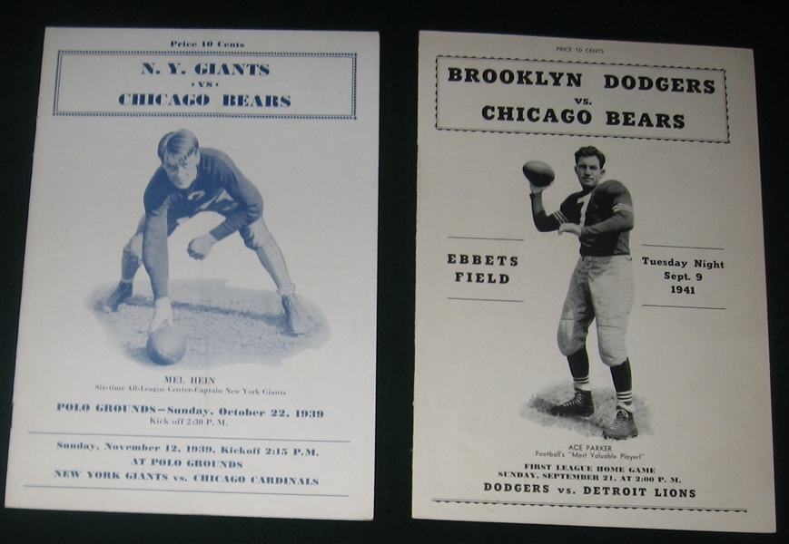 1939/41 Chicago Bears Programs, Lot of (2)