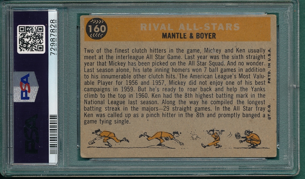 1960 Topps #160 Rival All Stars W/ Mantle, PSA 4