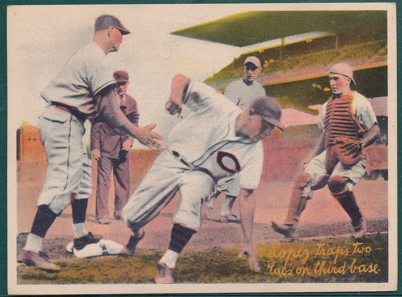 1936 R312 Lopez Traps Two Cubs On Third Base