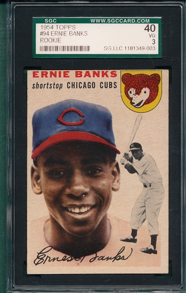 1954 Topps #94 Ernie Banks SGC 40 *Rookie*