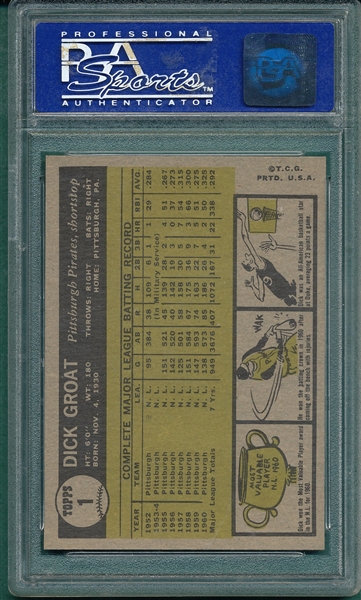 1961 Topps #1 Dick Groat PSA 8 