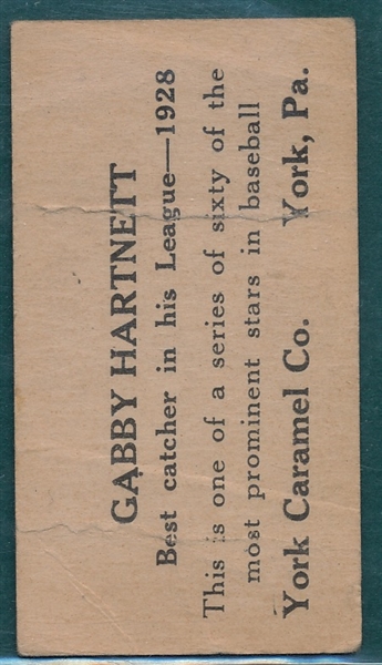 1927 E210-2 #5 Gabby Hartnett, York Caramel Co.