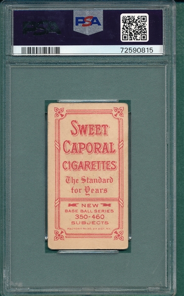 1909-1911 T206 Tinker, Bat On, Sweet Caporal Cigarettes PSA 2