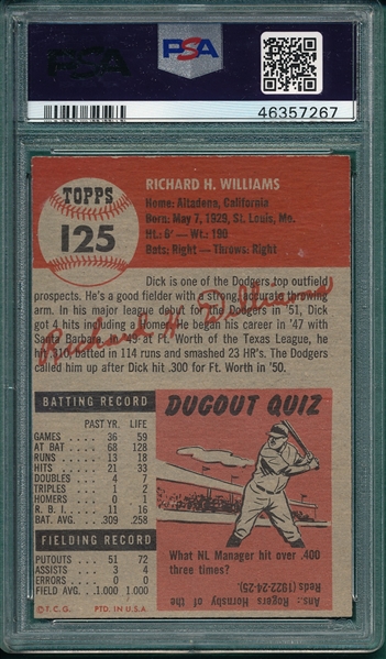 1953 Topps #125 Dick Williams PSA 6