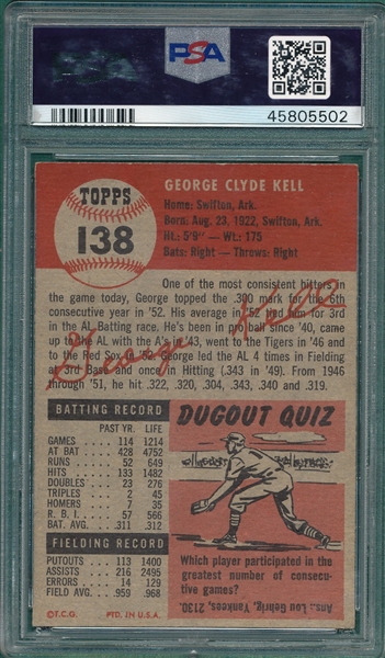 1953 Topps #138 George Kell PSA 7