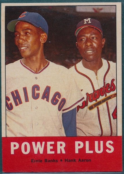 1963 Topps #242 Power Plus W/ Banks & Aaron 