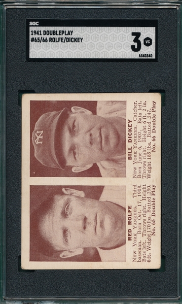 1941 Double Play #65 Rolfe/ #66 Dickey SGC 3