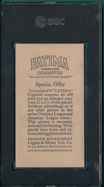 1913 T200 Chicago Nationals Fatima Cigarettes SGC 2.5