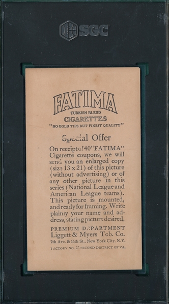 1913 T200 Chicago Americans Fatima Cigarettes SGC 3