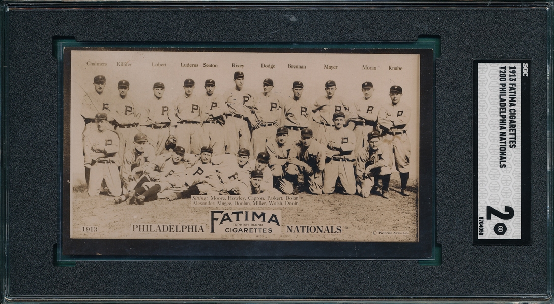 1913 T200 Philadelphia Nationals Fatima Cigarettes W/ Alexander, SGC 2
