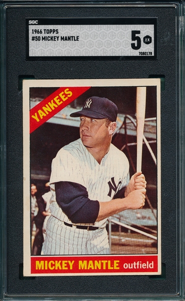 1966 Topps #50 Mickey Mantle SGC 5