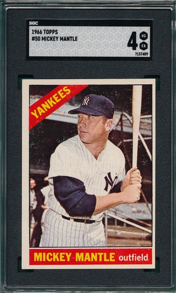 1966 Topps #50 Mickey Mantle SGC 4
