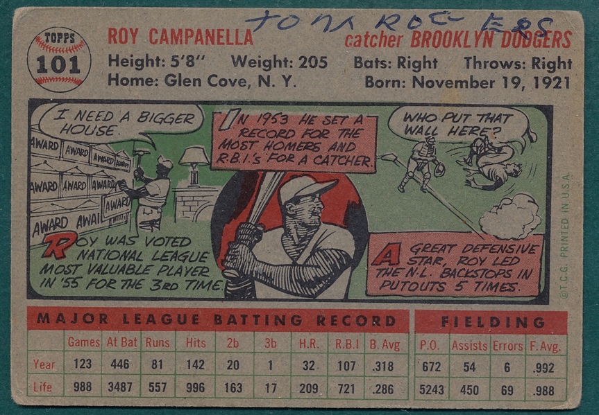 1956 Topps #101 Roy Campanella