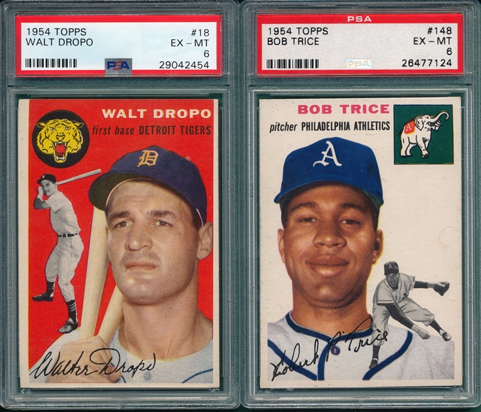 1954 Topps #18 Dropo & #148 Trice, Lot of (2) PSA 6