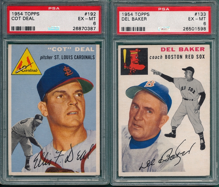1954 Topps #133 Baker & #192 Deal, Lot of (2) PSA 6