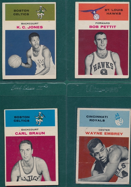 1961 Fleer Basketball Lot of (10) W/ Pettit & K. C. Jones