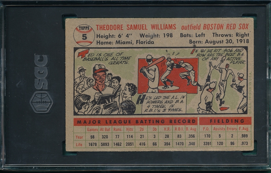 1956 Topps #5 Ted Williams SGC 3 *Gray*