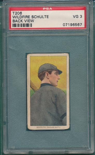 1909-1911 T206 Schulte, Back View, Cigarettes PSA 3