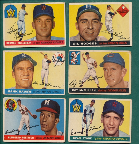 1955 Topps Lot of (6) W/ Hodges & Killebrew, Rookie