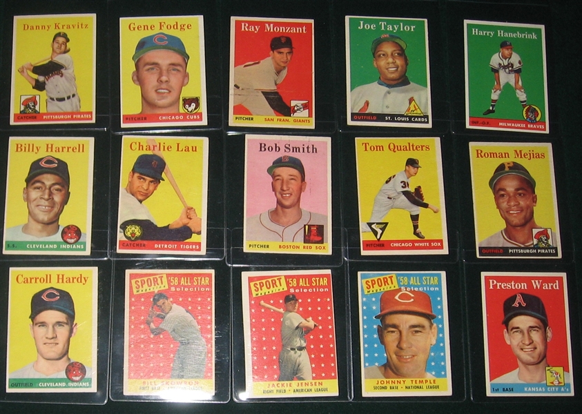 1958 Topps Lot of (18) W/ Musial & Ted Williams