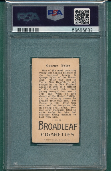1912 T207 Tyler Broad Leaf Cigarettes PSA 3 (MC)