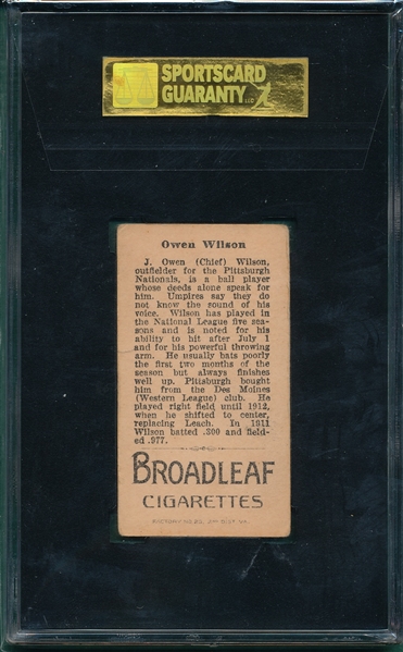 1912 T207 Wilson Broad Leaf Cigarettes SGC 30