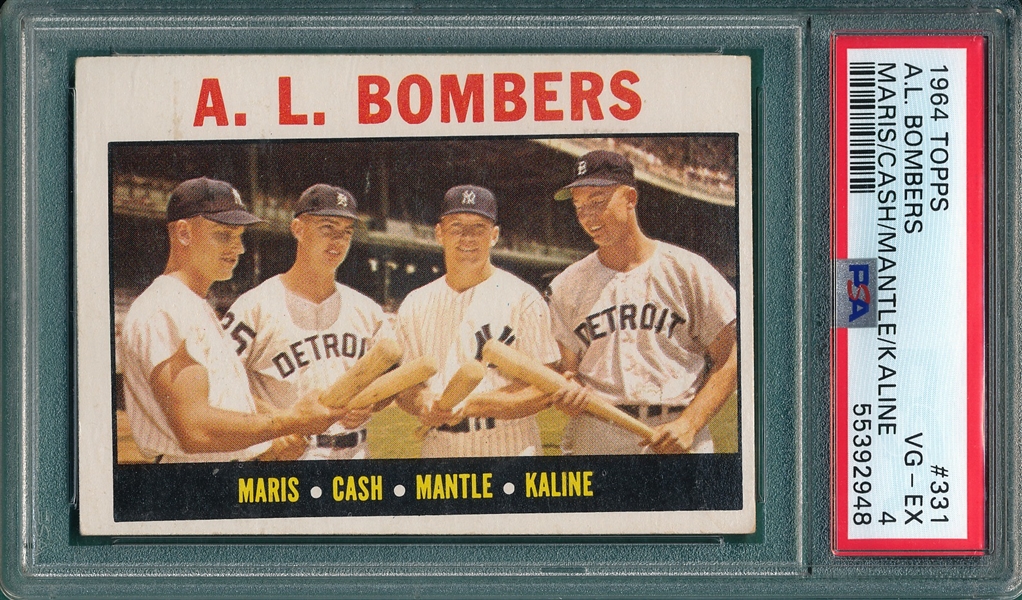 1964 Topps #331 AL Bombers W/ Mantle PSA 4