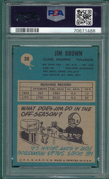 1964 Philadelphia #30 Jim Brown PSA 4