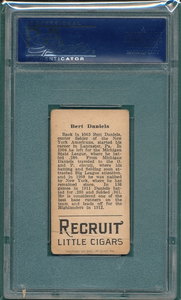 1912 T207 Daniels Recruit Little Cigars PSA 2