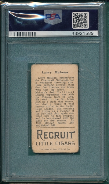 1912 T207 McLean Recruit Little Cigars PSA 1.5