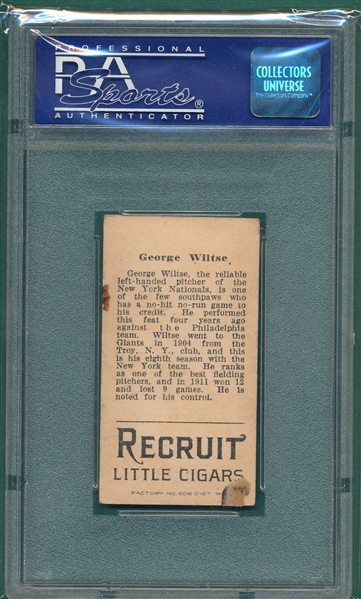 1912 T207 Wiltse Recruit Little Cigars PSA 3