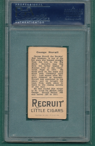1912 T207 Stovall Recruit Little Cigars PSA 3 (MK)