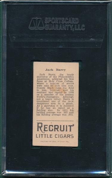 1912 T207 Barry Recruit Little Cigars SGC 40