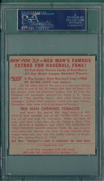 1953 Red Man Tobacco #22 Dom DiMaggio PSA 7.5 *W/ Tab*