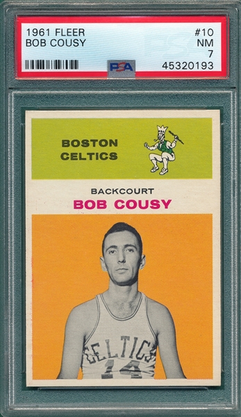 1961 Fleer Basketball #10 Bob Cousy PSA 7