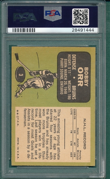 1970 Topps Hockey #10 Bobby Orr PSA 7