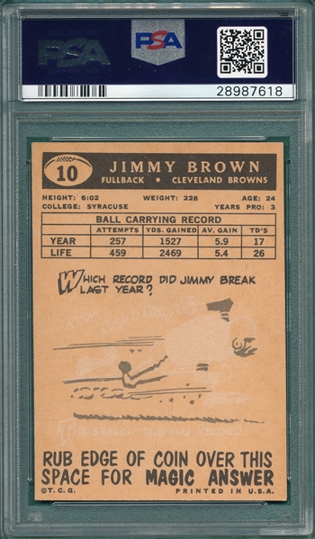 1959 Topps Football #10 Jimmy Brown PSA 7